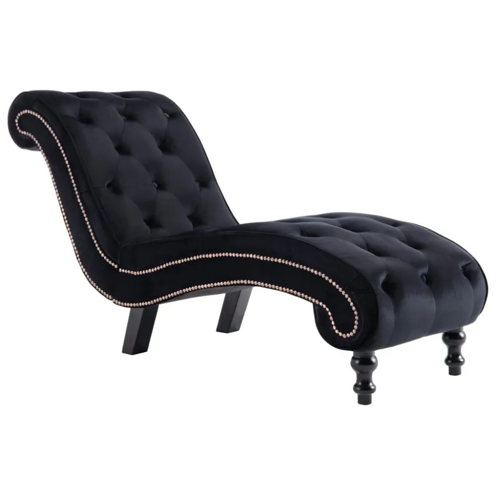 Premium Kwaliteit Chaise longue fluweel zwart