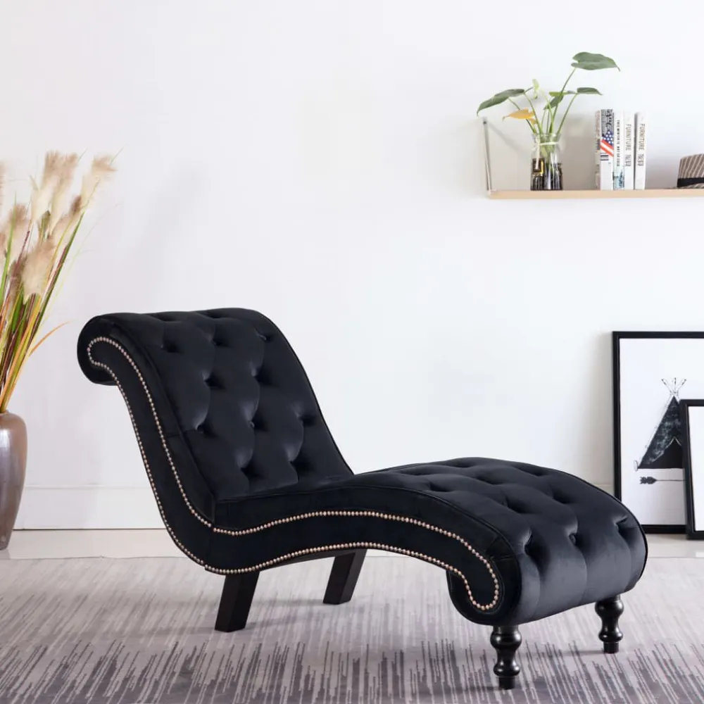 Premium Kwaliteit Chaise longue fluweel zwart