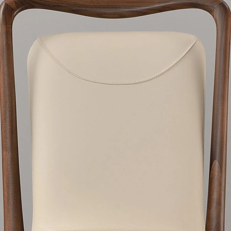 Premium Kwaliteit Dining Room Contemporary Natuur noten Wood Upholstered Solid Back Dining Chair