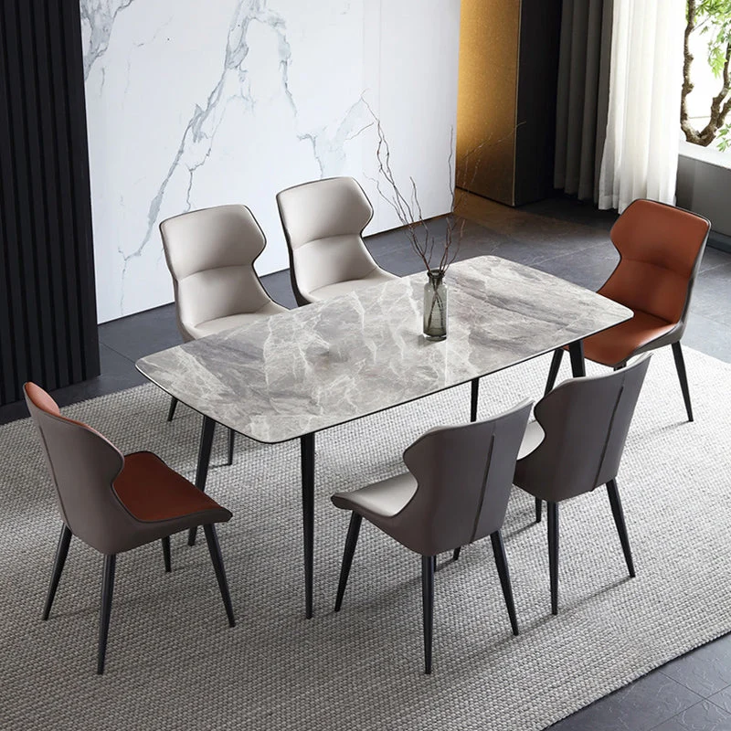 Premium Kwaliteit Dining Room Upholstered Chair Faux Leer Wingback Side Chair Orange