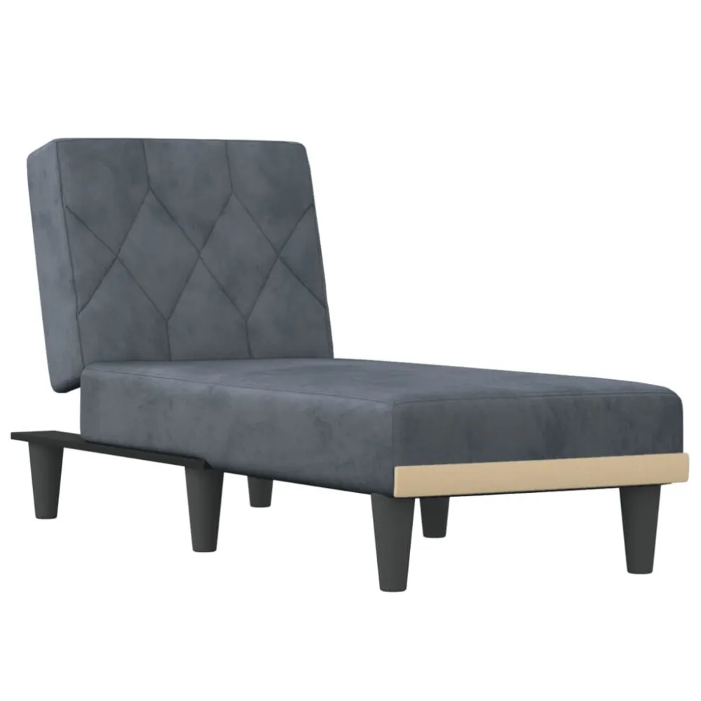 Ronde vorm Chaise longue fluweel donkergrijs