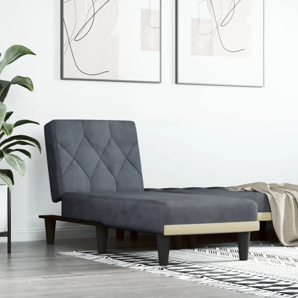 Ronde vorm Chaise longue fluweel donkergrijs