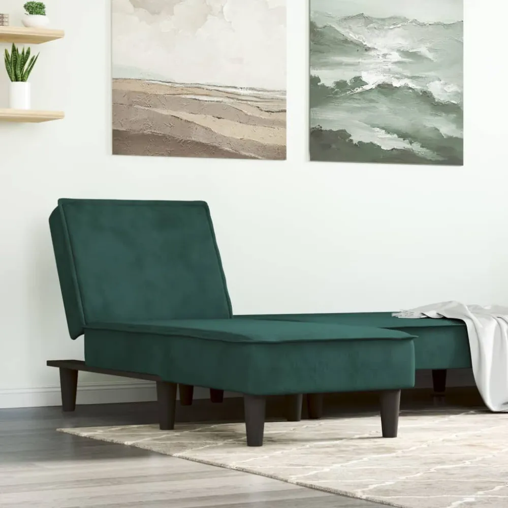 Ronde vorm Chaise longue fluweel donkergroen