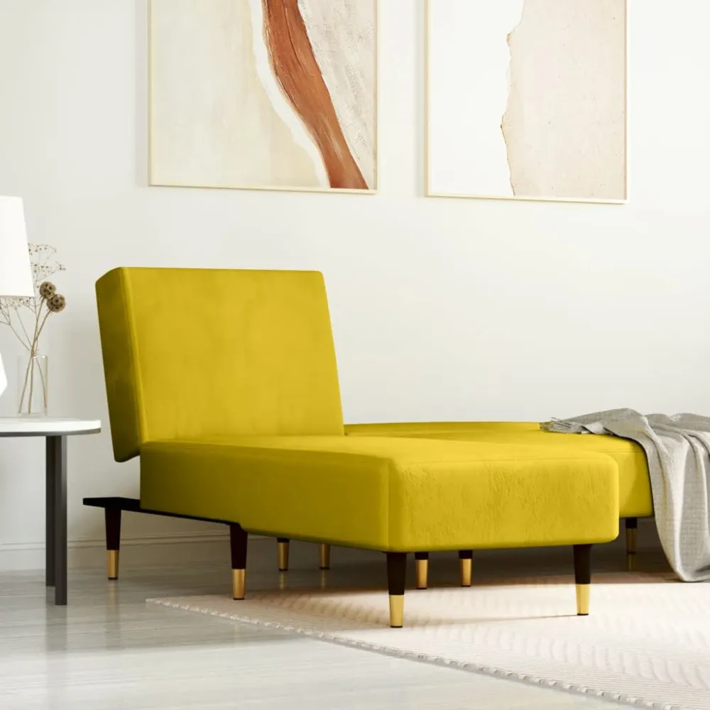 Ronde vorm Chaise longue fluweel geel