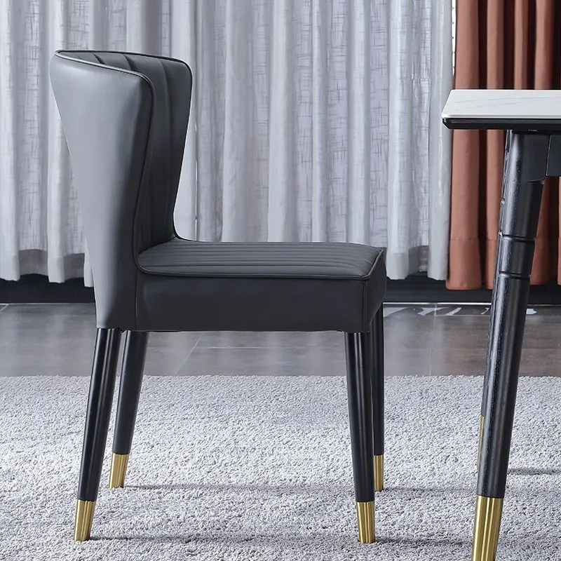 Ronde vorm Indoor Scandinavian Side Chair Upholstered Wingback Wood Dining Room Chair Grey
