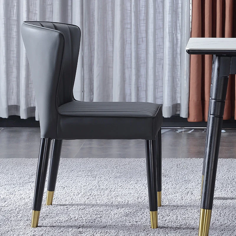 Ronde vorm Indoor Scandinavian Side Chair Upholstered Wingback Wood Dining Room Chair Grey