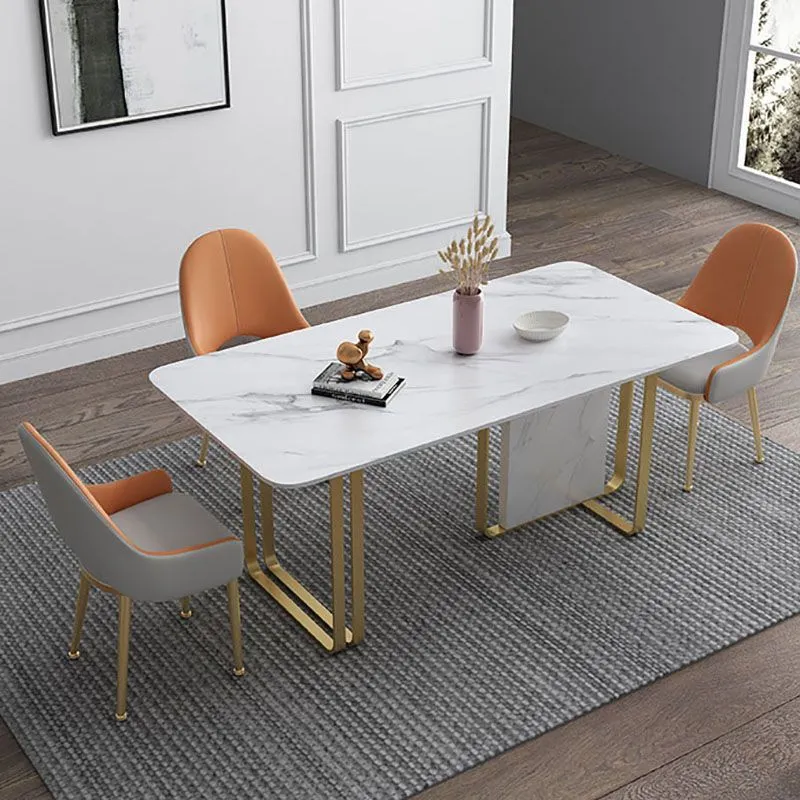 Scandinavian Leather Dining Chairs Upholstered Massief Back Chair Kitchen Eenvoudig aan te brengen White