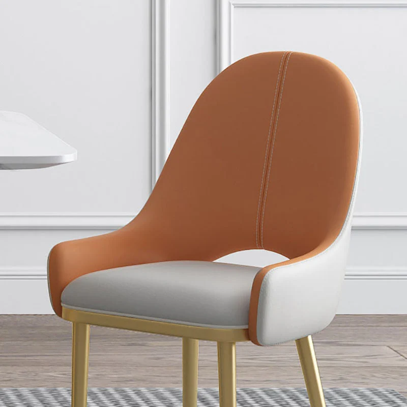 Scandinavian Leather Dining Chairs Upholstered Massief Back Chair Kitchen Eenvoudig aan te brengen White
