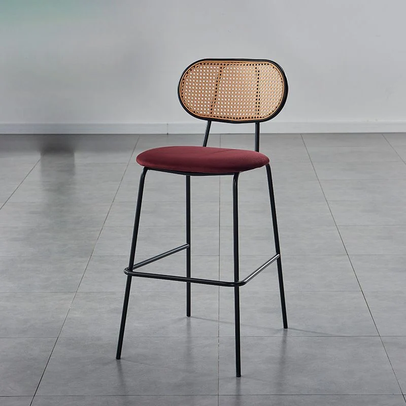 Scandinavian Low Back Armless Stool Pluche Upholstered Counter Stool set van 2 4 stuks Apricot