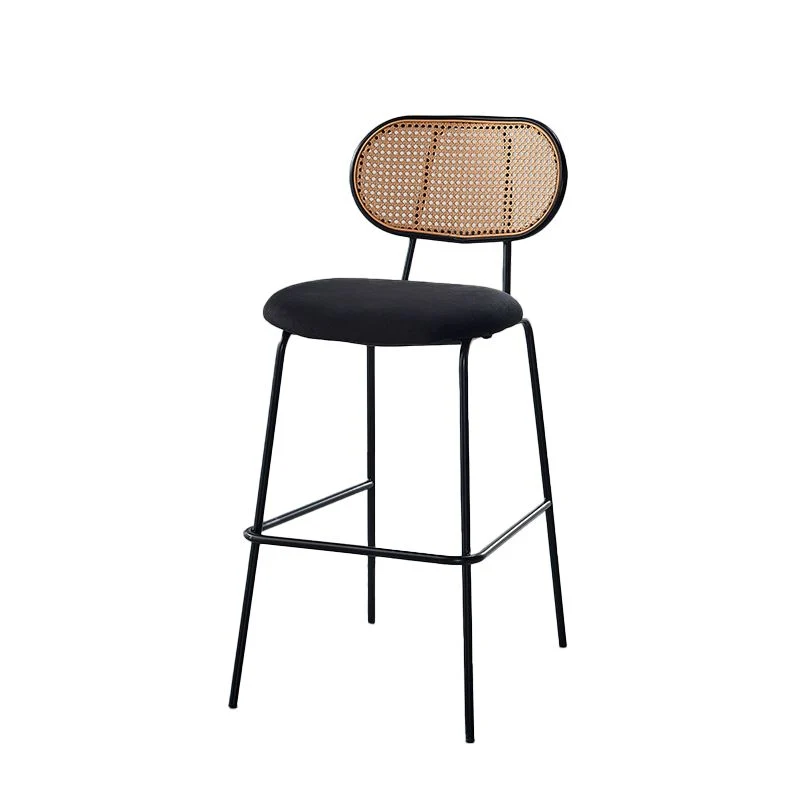 Scandinavian Low Back Armless Stool Pluche Upholstered Counter Stool set van 2 4 stuks Apricot