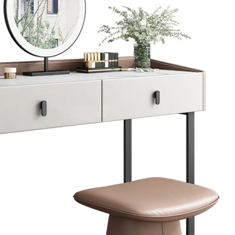2 Storage Drawers Vanity Table and Stool Set Faux Echt leer Dresser 31l