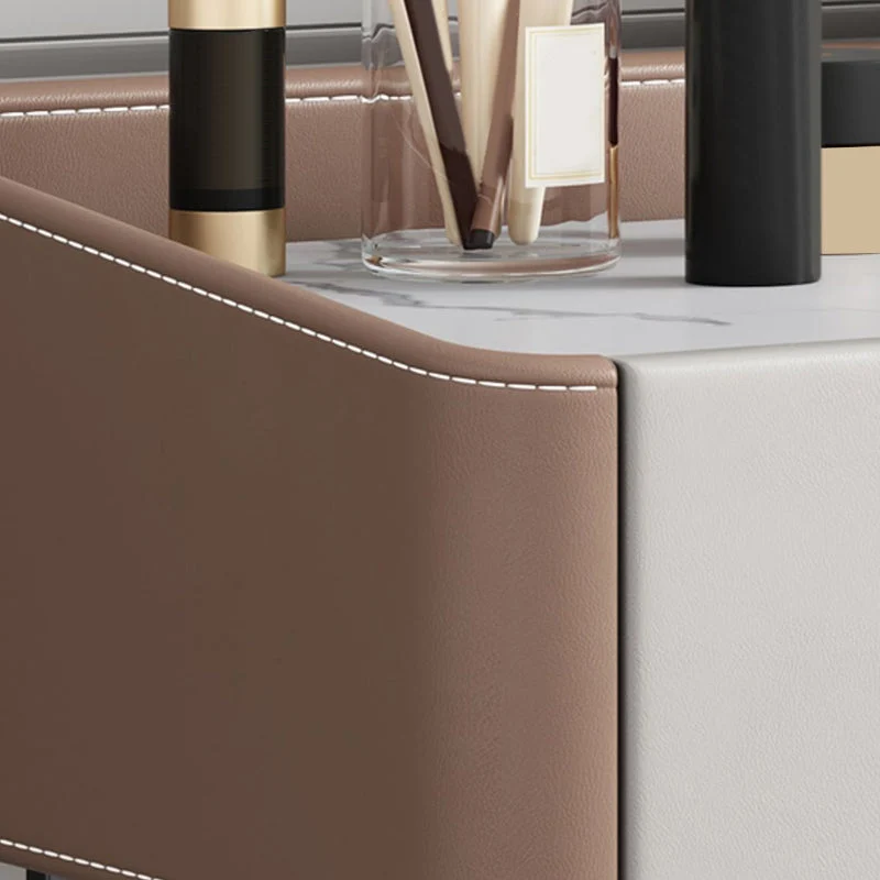 2 Storage Drawers Vanity Table and Stool Set Faux Echt leer Dresser 31l