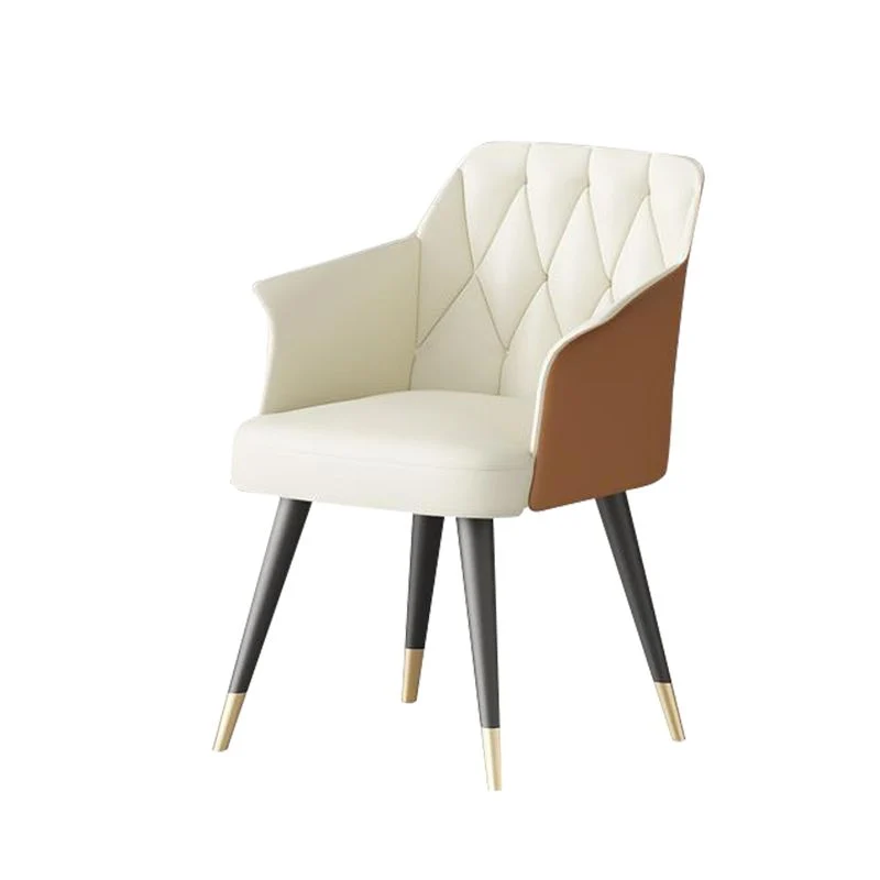 Strak Kitchen Dining Side Chair Faux Leather Upholstered Arm Chair White
