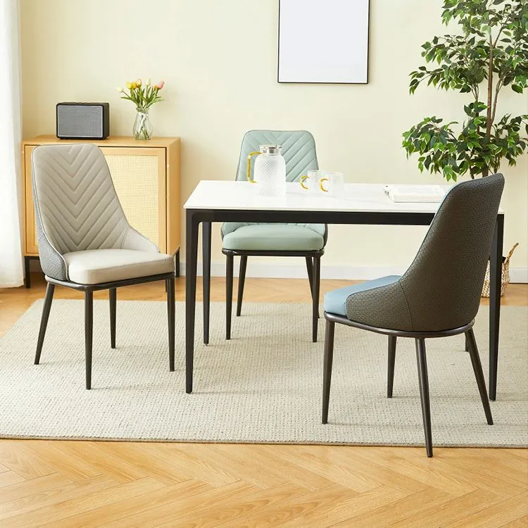 Stretch stof Kitchen Upholstered Dining Side Chair PU Leren Dining Chairs Blue