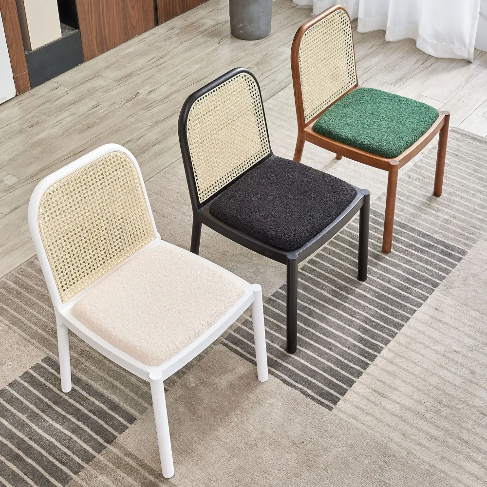 Traditional Upholstered Dining Side Chair Uni Wood Side Chair Machine wasbaar op 30°C White