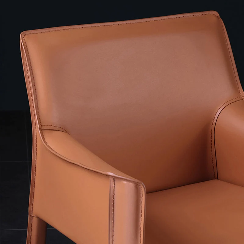 Upholstered Dining Chair Contemporary Faux Leer Dining Side Chair Orange