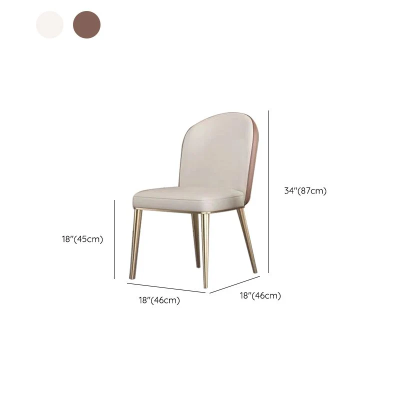 Upholstered Dining Chair Faux Leather Kitchen Dining Chair Metalen Legs set van 2 4 stuks Brown