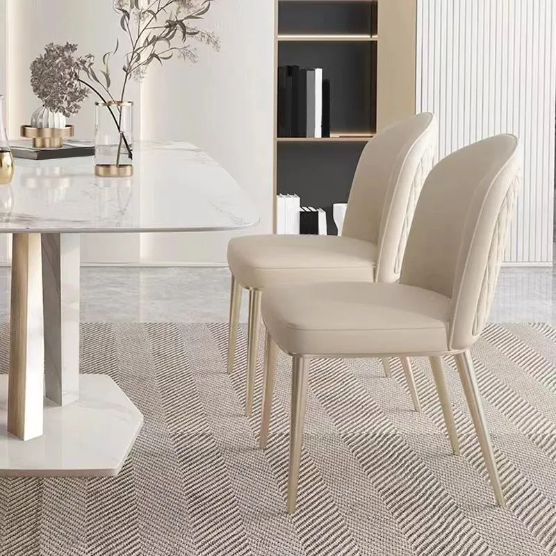 Upholstered Dining Chair Faux Leather Kitchen Dining Chair Metalen Legs set van 2 4 stuks Brown