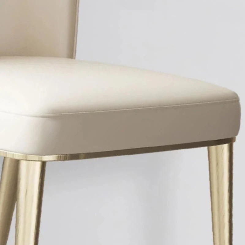 Upholstered Dining Chair Faux Leer Kitchen Dining Chair Metal Legs Brown