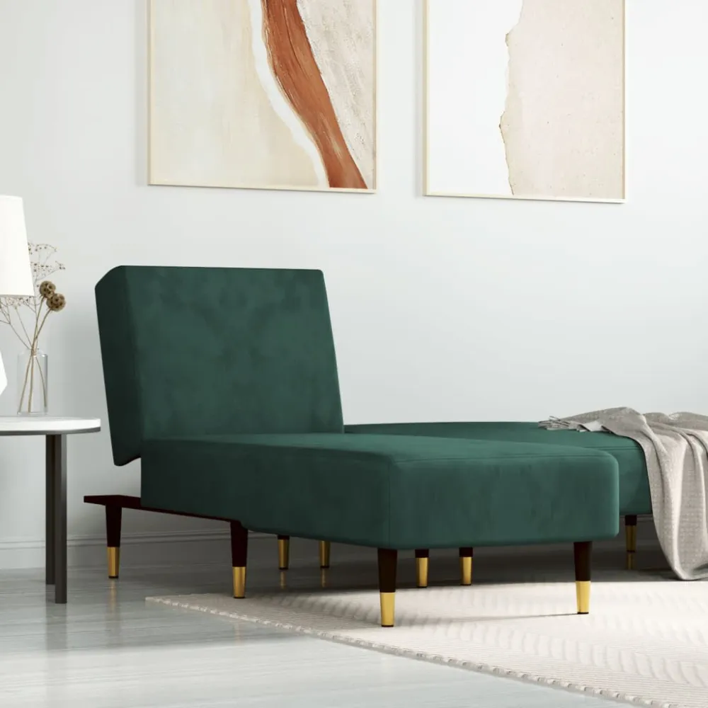 Vierkante vorm Chaise longue fluweel donkergroen