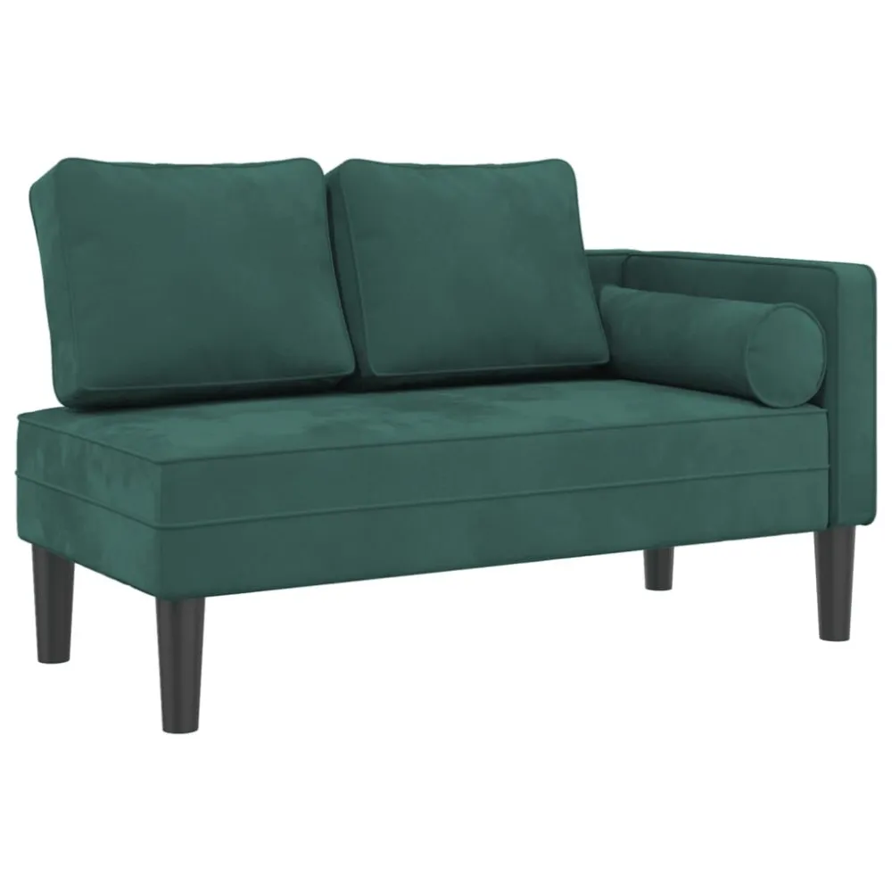 Vierkante vorm Chaise longue met kussens fluweel donkergroen