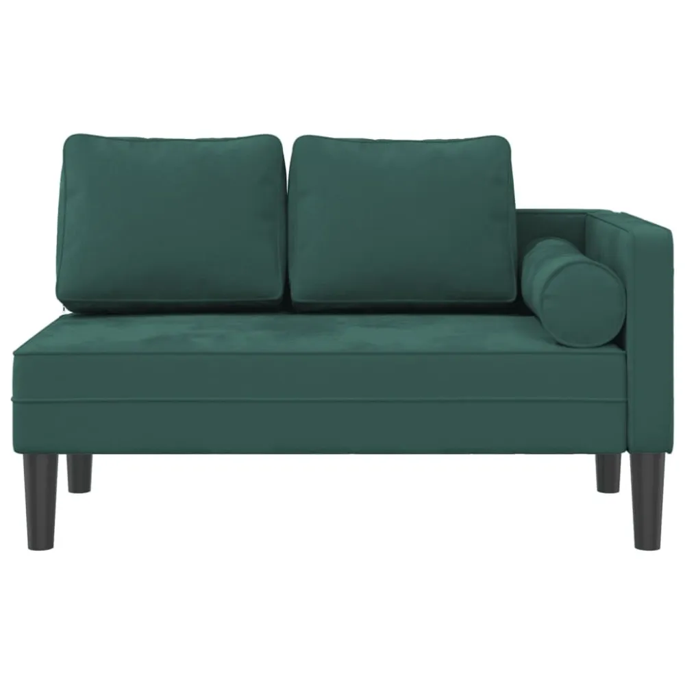 Vierkante vorm Chaise longue met kussens fluweel donkergroen