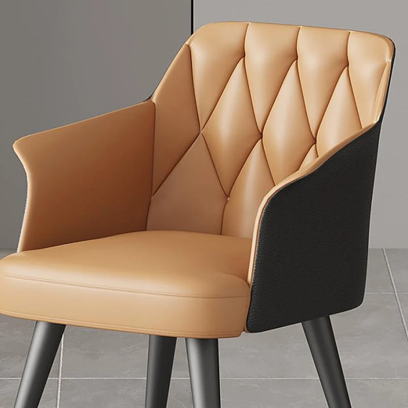 Vierkante vorm Modern Kitchen Dining Side Chair Faux Lederen Upholstered Arm Chair White