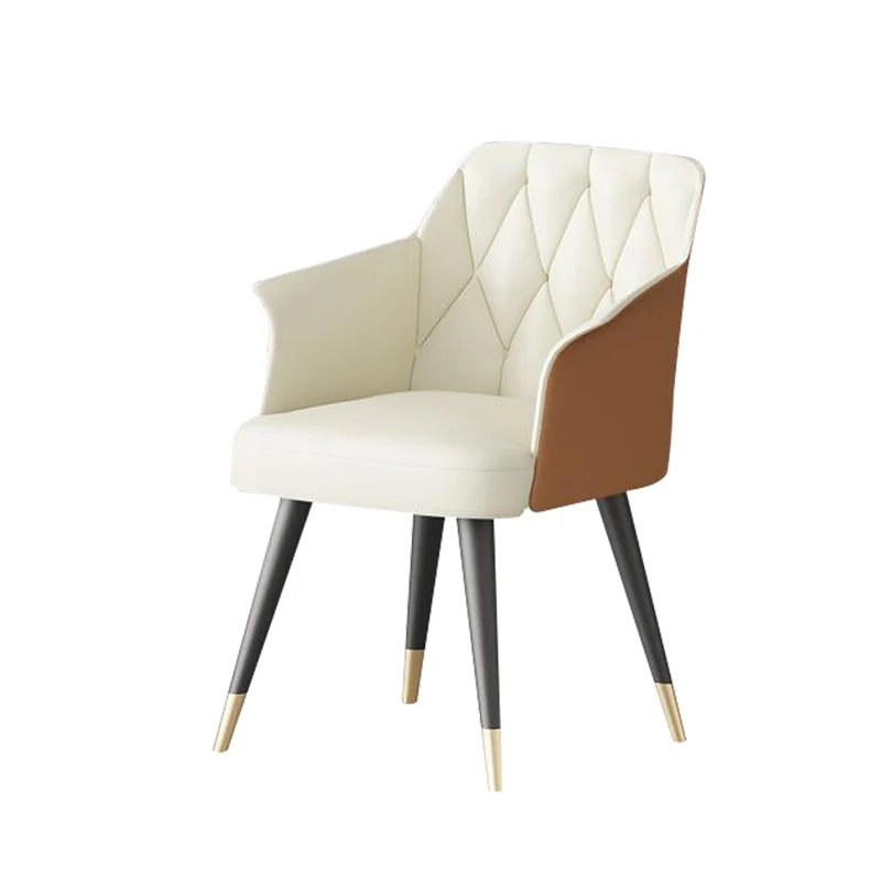 Vierkante vorm Modern Kitchen Dining Side Chair Faux Lederen Upholstered Arm Chair White