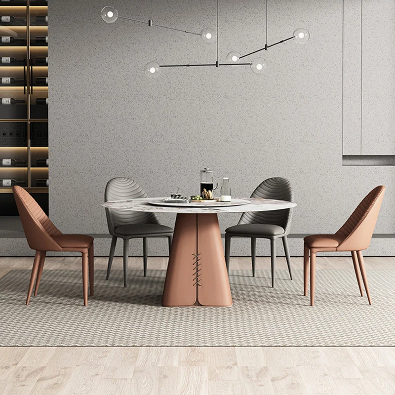 Vierkante vorm Upholstered Dining Chair Contemporary Faux Echt leer Kitchen Dining Chair