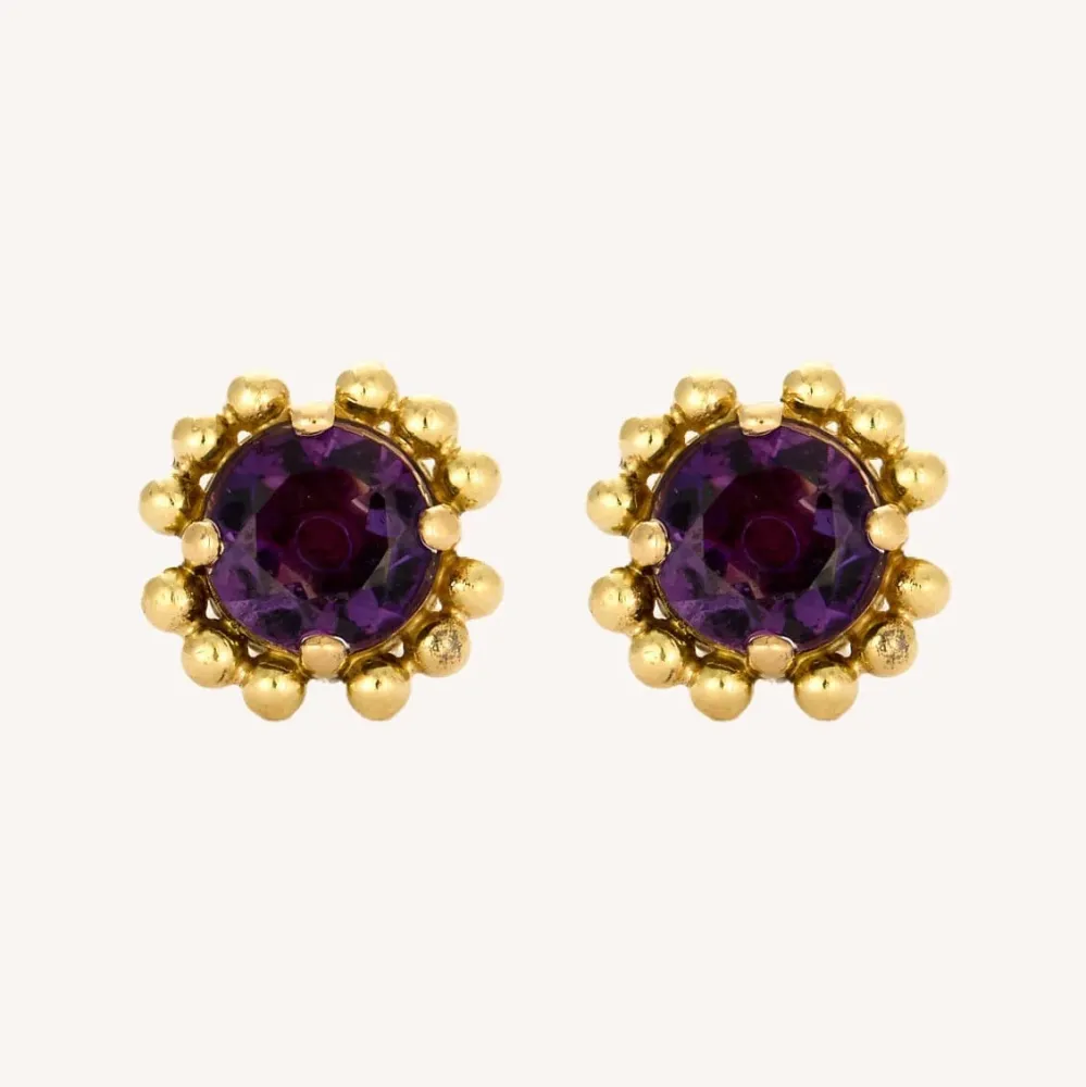 Yellow gold and amethyst earrings
