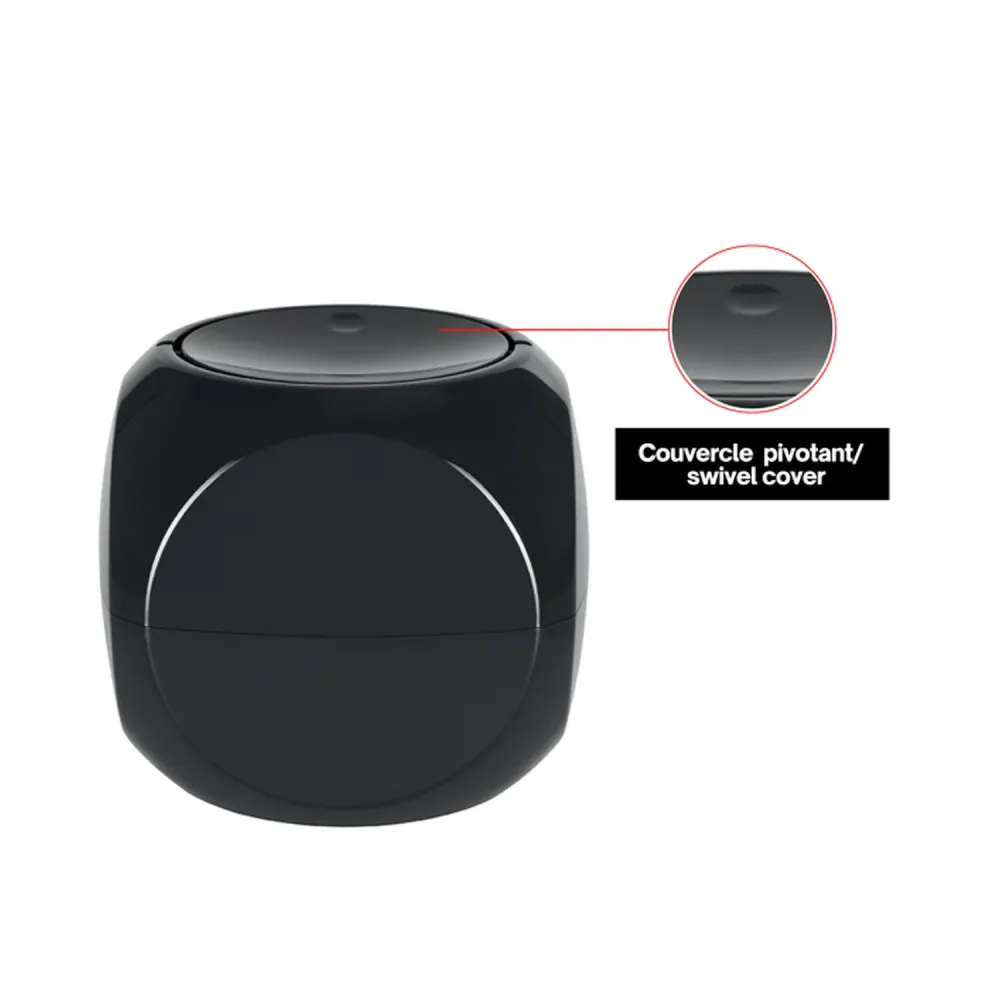 1L Dice-shaped Trash Can Flip Lid - Ravenzwart met persoonlijke boodschap
