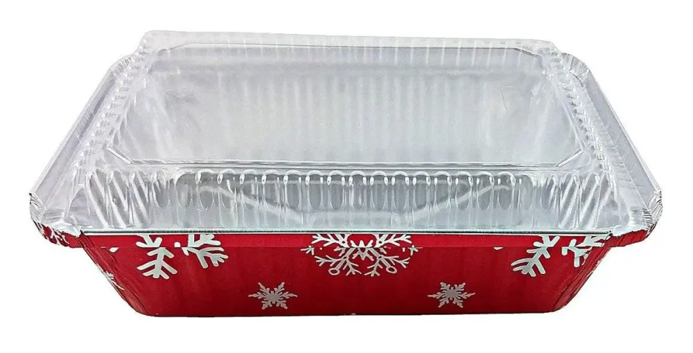Feestelijke 2¼ lb. Disposable Holiday Oblong Foil Pan Dome Lid #9201X