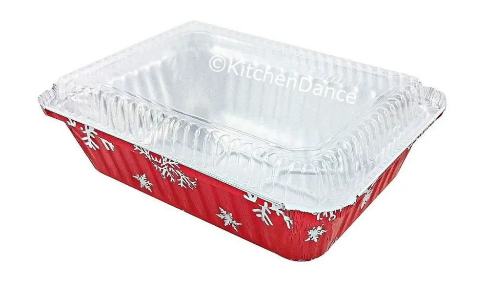 Feestelijke 2¼ lb. Disposable Holiday Oblong Foil Pan Dome Lid #9201X