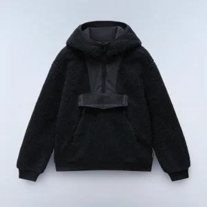 Feestelijke Seline Full-Zip Pluche stof Hoodie Black
