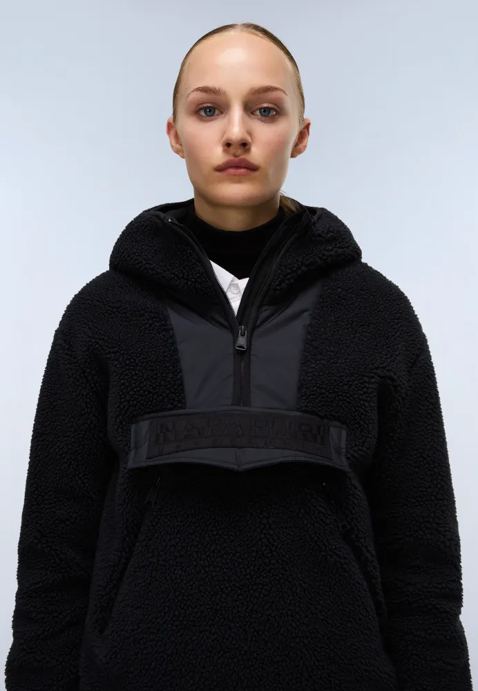 Feestelijke Seline Full-Zip Pluche stof Hoodie Black