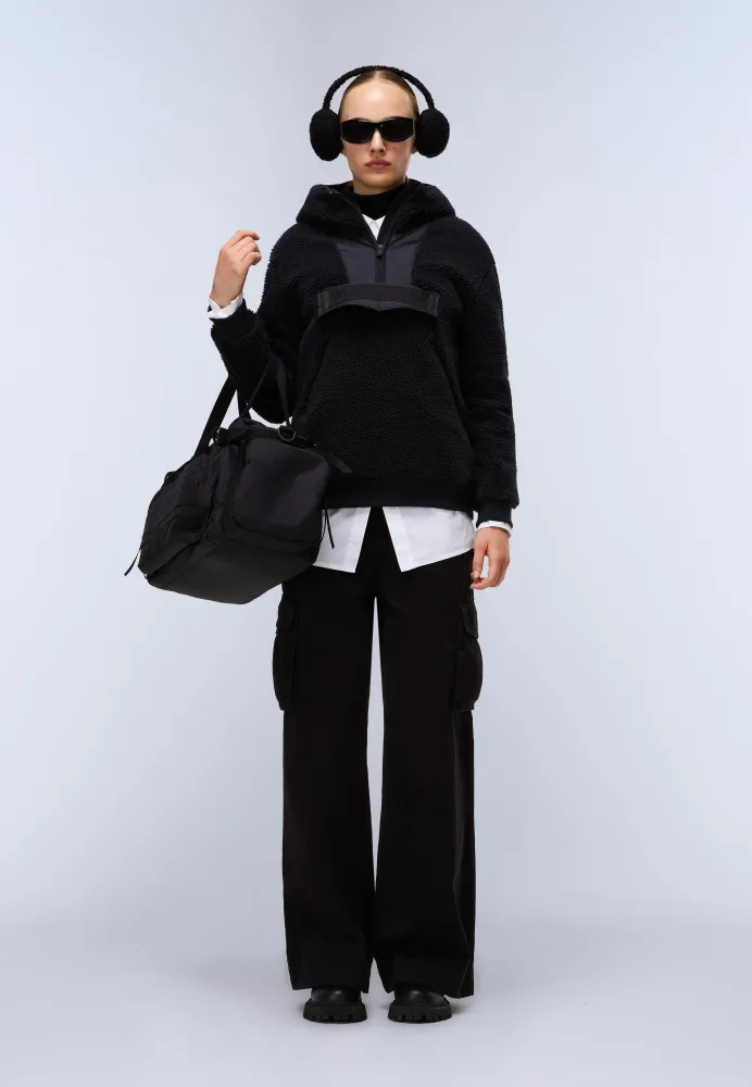Feestelijke Seline Full-Zip Pluche stof Hoodie Black