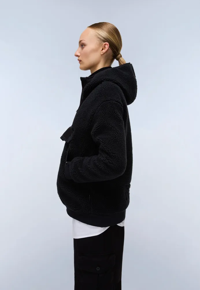 Feestelijke Seline Full-Zip Pluche stof Hoodie Black