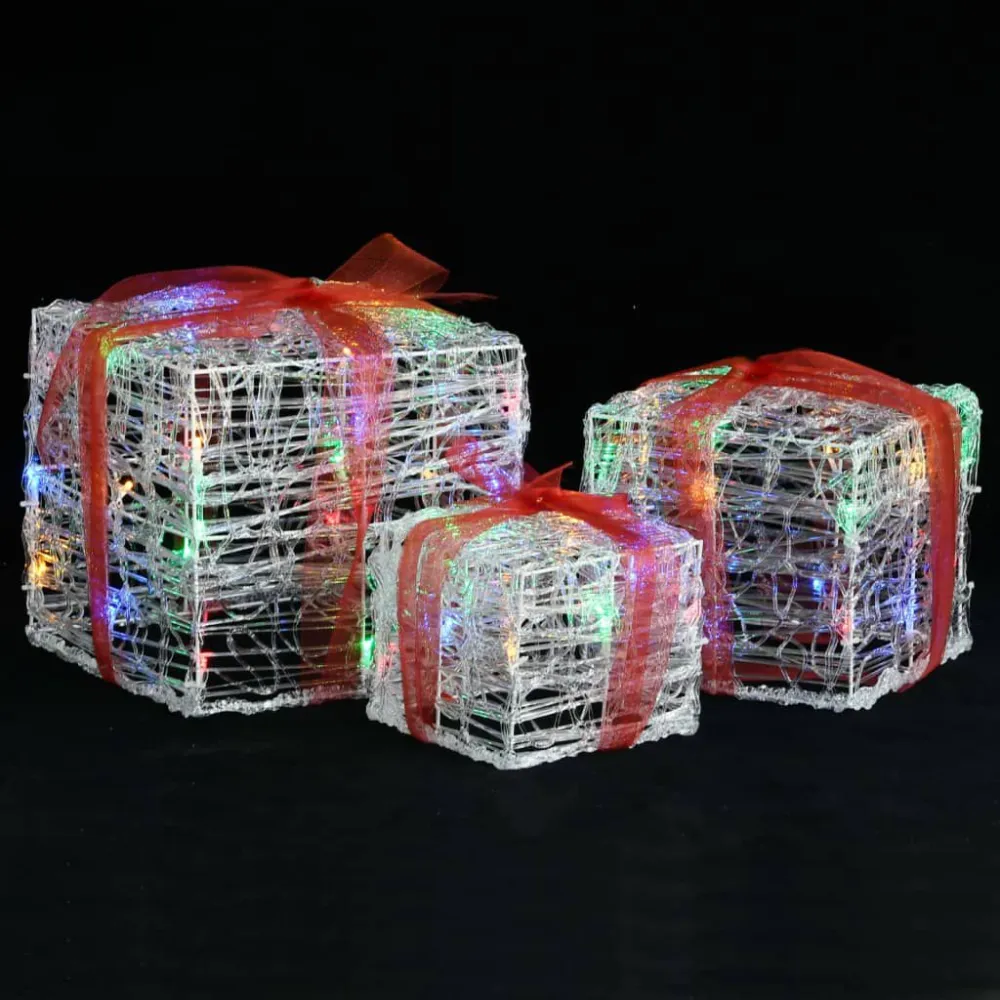Gastenfavor Kerstverlichting geschenkdozen 3 st decoratief acryl kleurrijk