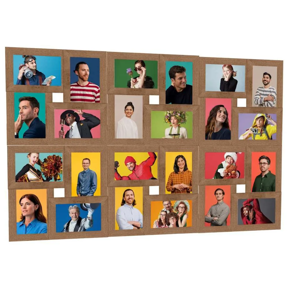 Wandmontage Fotolijst voor 24x(10x15 cm) foto MDF lichtbruin