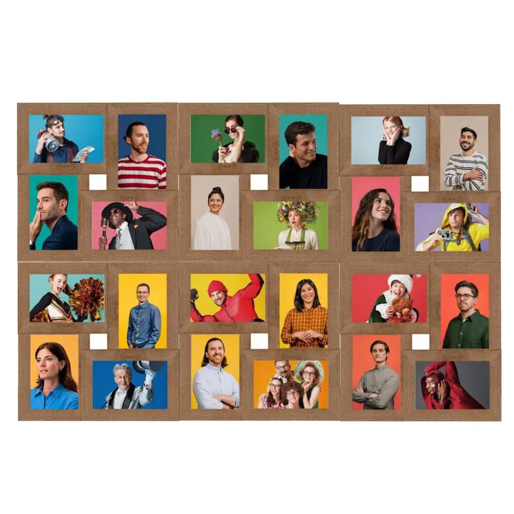 Wandmontage Fotolijst voor 24x(10x15 cm) foto MDF lichtbruin