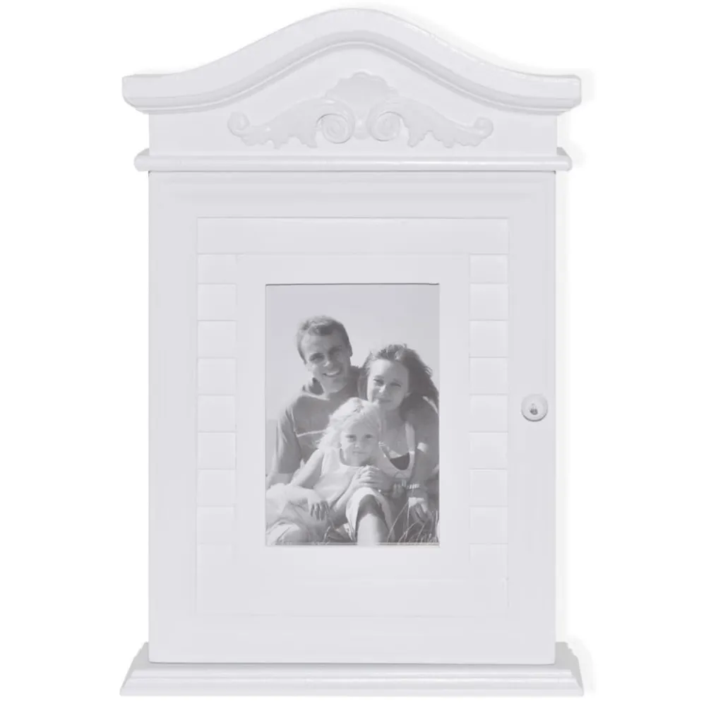 Wandmontage Sleutelkastje met fotolijst wit