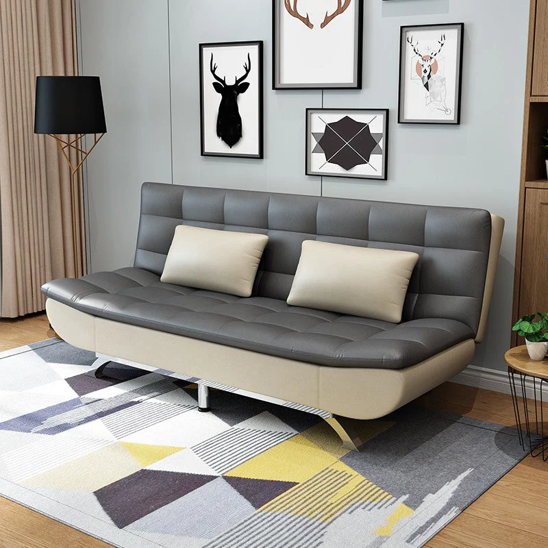 Pillow Included Sofa Futon Armless Futon Sofa Bed Van metaal Legs Gray