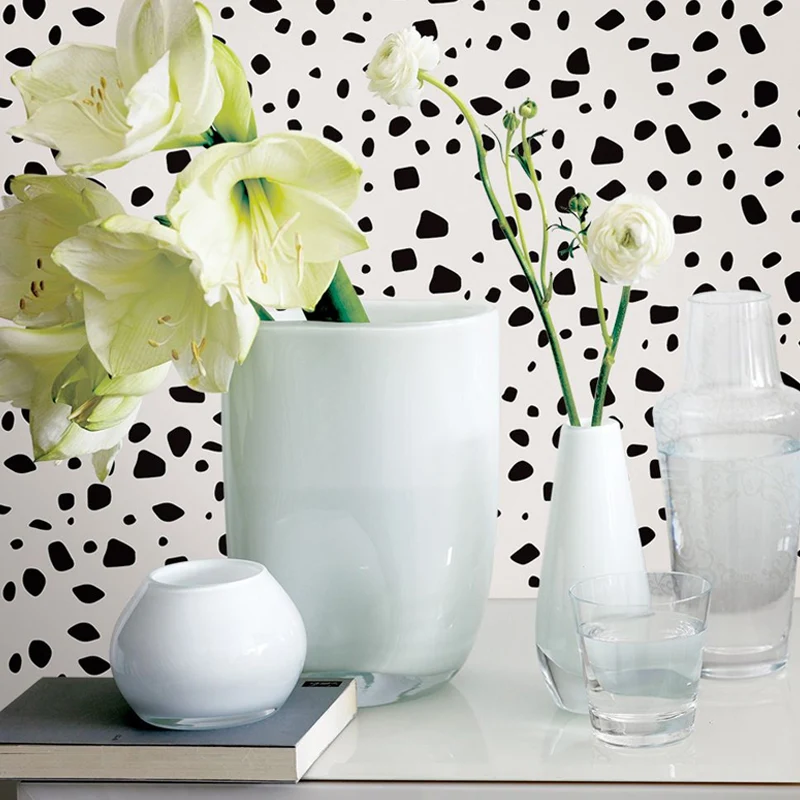 Behangpaneelset met luipaardprint Actueel PVC-wanddecor grijs op wit, zelfklevend