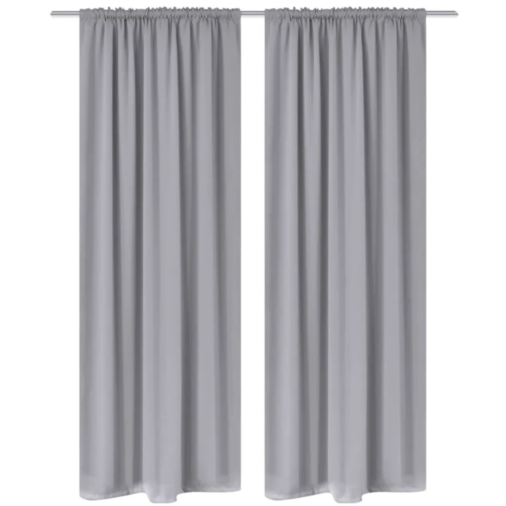 Gordijnen met gleuven 135 x 245 cm grijs 2 st