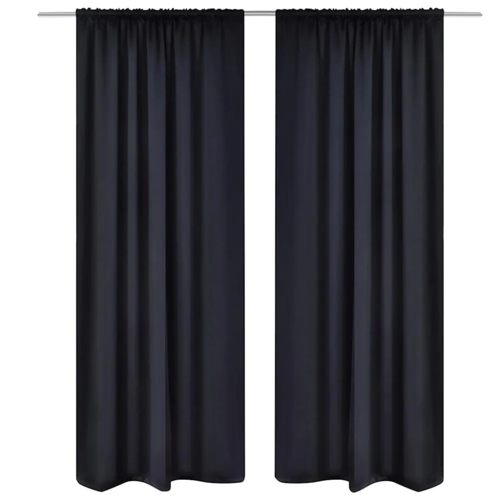 Gordijnen met gleuven 135 x 245 cm zwart 2 st