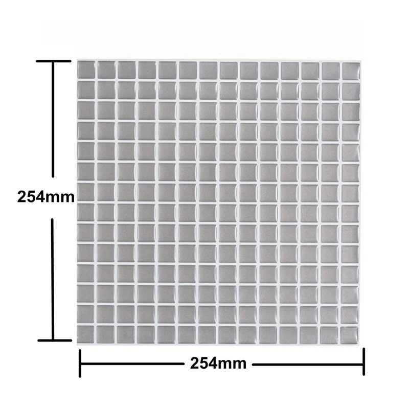Gridded Wallpaper Panels Self-Adhesive Sober Kitchen Backsplash Wall Covering Grey