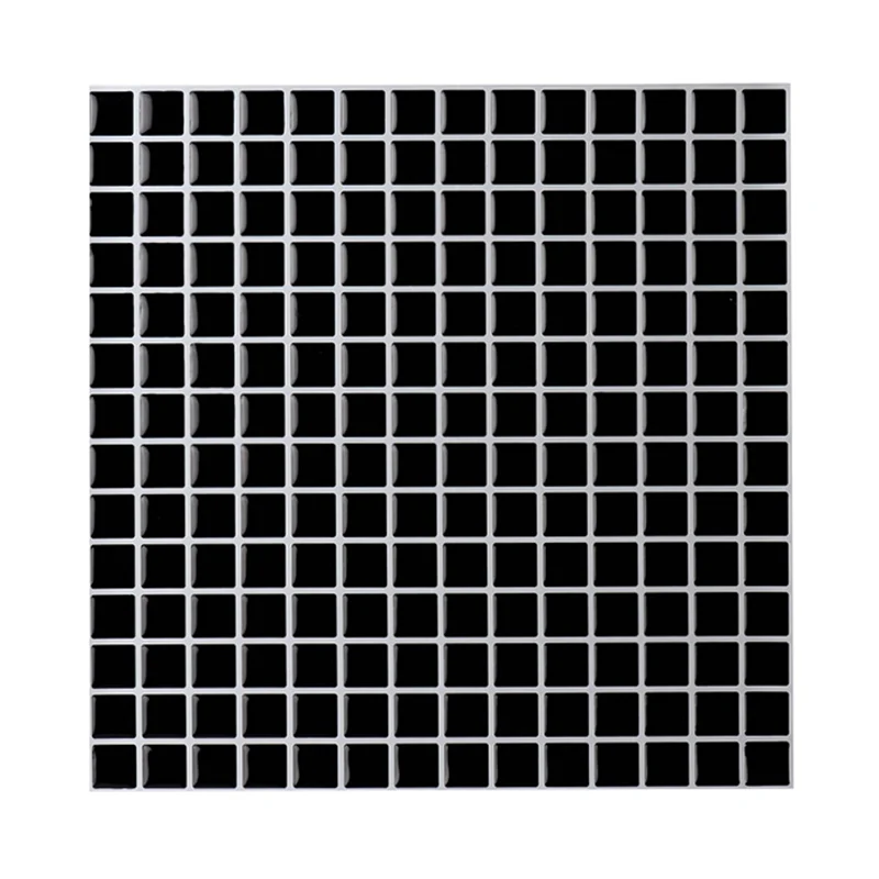 Gridded Wallpaper Panels Self-Adhesive Sober Kitchen Backsplash Wall Covering Grey
