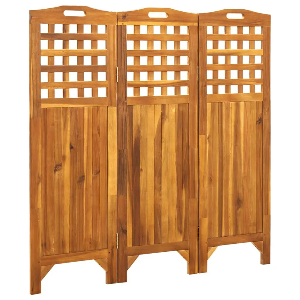 Kamerscherm met 3 panelen 121x2x120 cm massief acaciahout
