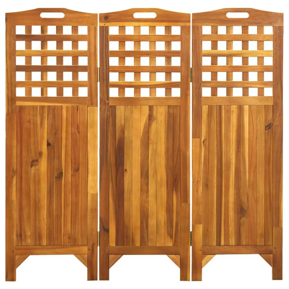 Kamerscherm met 3 panelen 121x2x120 cm massief acaciahout
