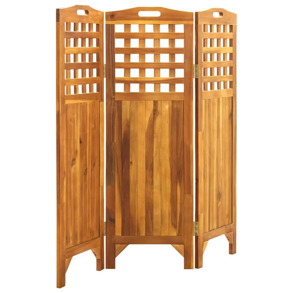 Kamerscherm met 3 panelen 121x2x120 cm massief acaciahout